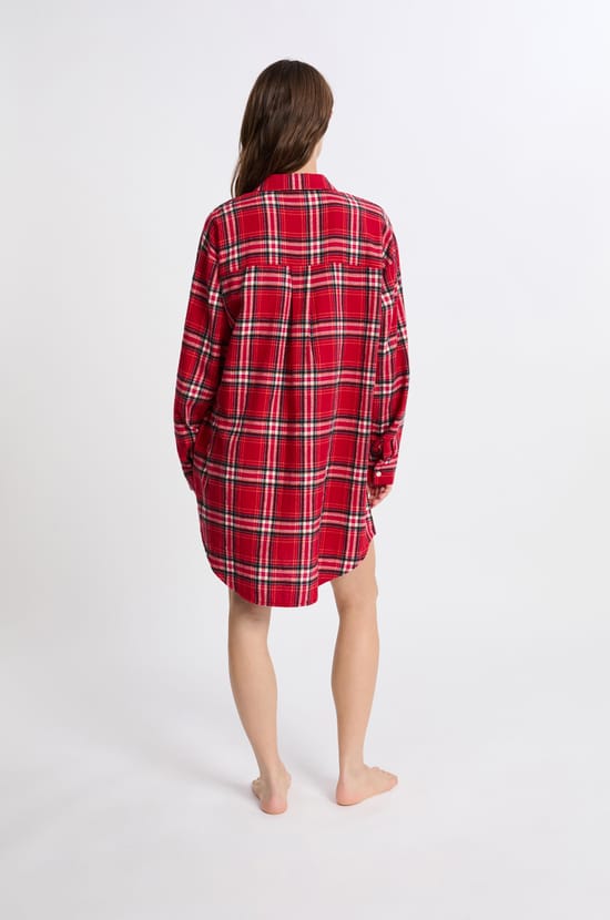 Chemise de nuit à carreaux en coton;${refinementColor}