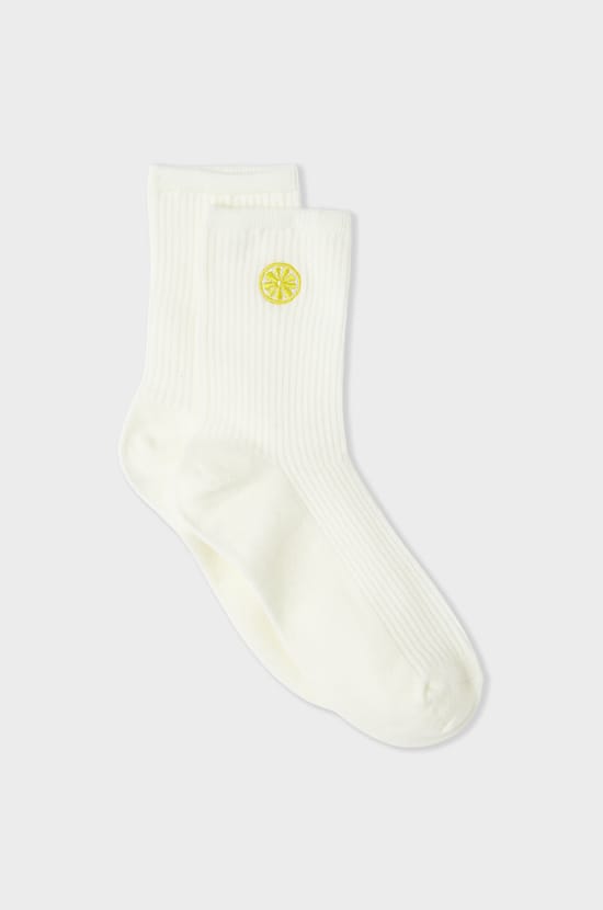 Ribbed Socks with Cotton Sun Pattern;${refinementColor}