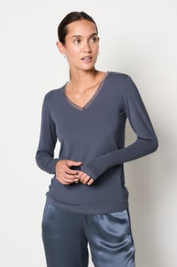 Long Sleeve Thermal Knit T-Shirt;${refinementColor}