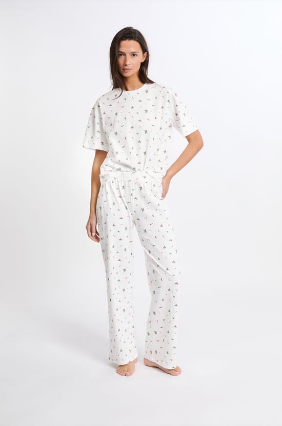 Pyjama 2 pièces à motifs en coton;${refinementColor}