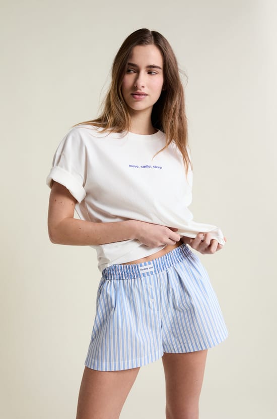Short de pyjama &agrave; rayures avec coton;${refinementColor}