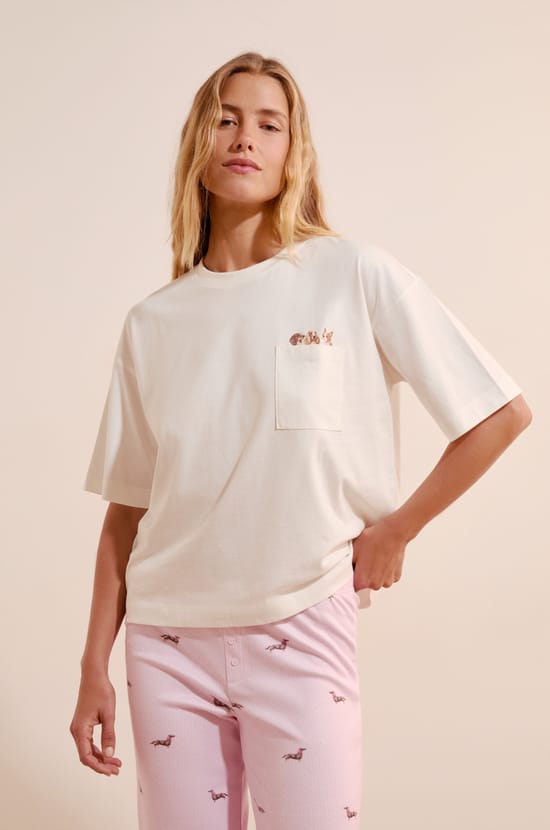 T-shirt en coton &agrave; motifs chiens;${refinementColor}