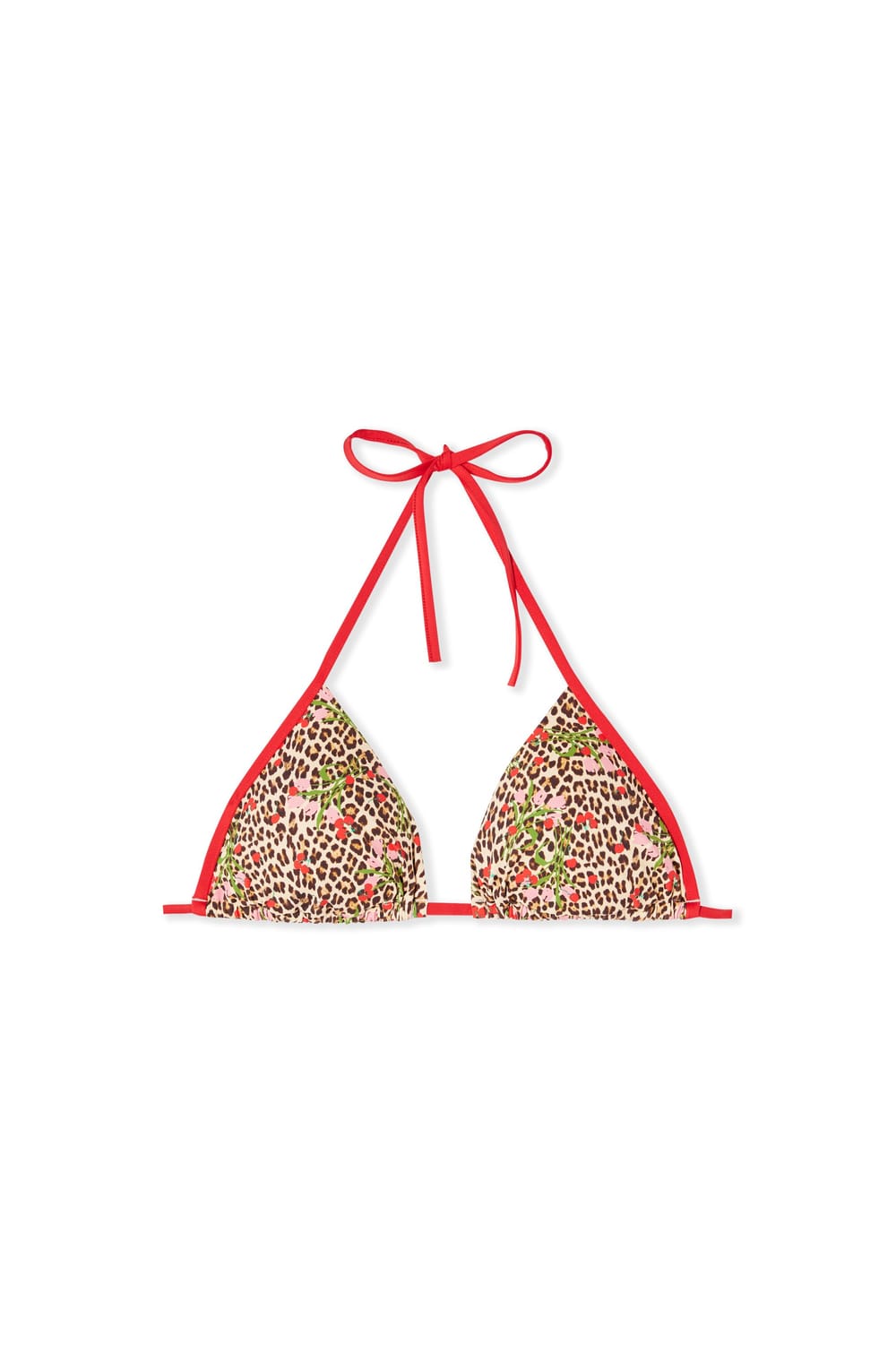 Haut de maillot de bain triangle multi positions &agrave; imprim&eacute; l&eacute;opard & &agrave; fleurs;${refinementColor}