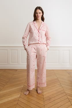 Pantalon de pyjama &agrave; rayures et c&oelig;urs avec coton;${refinementColor}