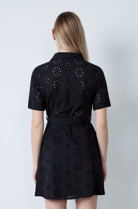 Short embroidered dress with short sleeves;${refinementColor}