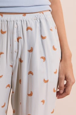 Pyjama Trousers with Croissant Print;${refinementColor}