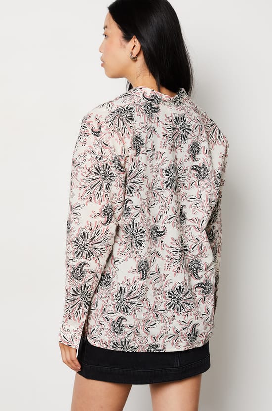 Floral Long-Sleeved Cotton Shirt;${refinementColor}
