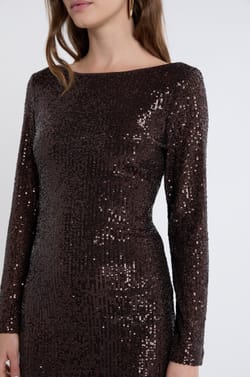 Long-sleeved sequin dress;${refinementColor}