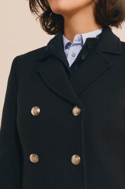 Manteau crois&eacute; court avec laine;${refinementColor}