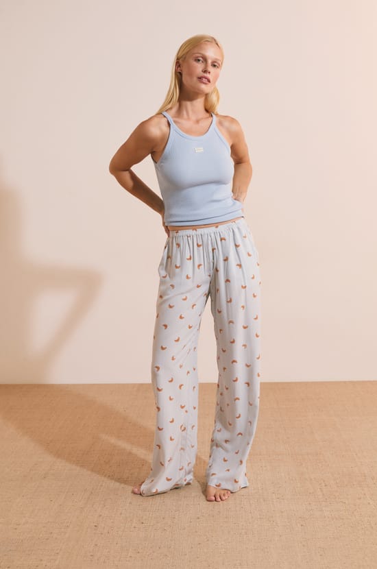 Pyjama Trousers with Croissant Print;${refinementColor}