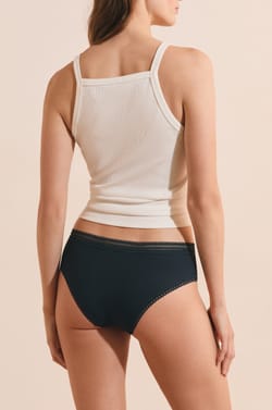 Boyshort in Microfiber with Lace Details;${refinementColor}