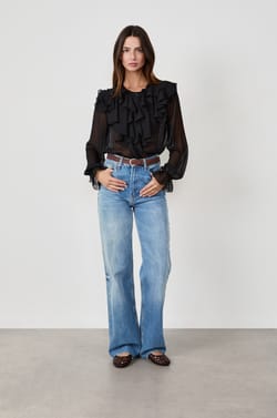 Blouse with Ruffled Collar;${refinementColor}