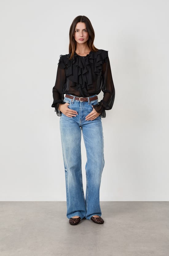 Blouse with Ruffled Collar;${refinementColor}