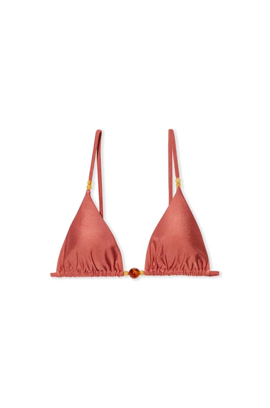 Haut de maillot de bain triangle avec perles;${refinementColor}