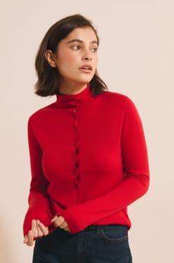 Cardigan &agrave; col montant avec laine;${refinementColor}