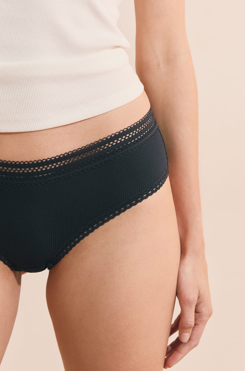 Boyshort in Microfiber with Lace Details;${refinementColor}