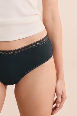 Boyshort in Microfiber with Lace Details;${refinementColor}