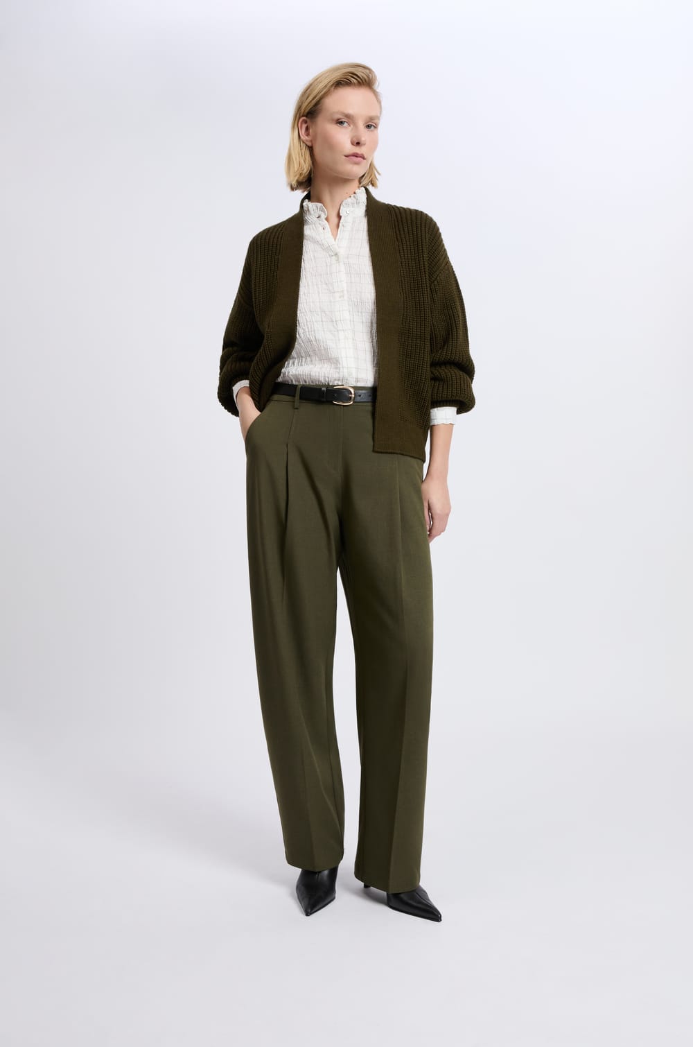 Long-Sleeve Chunky Knit Cardigan;${refinementColor}