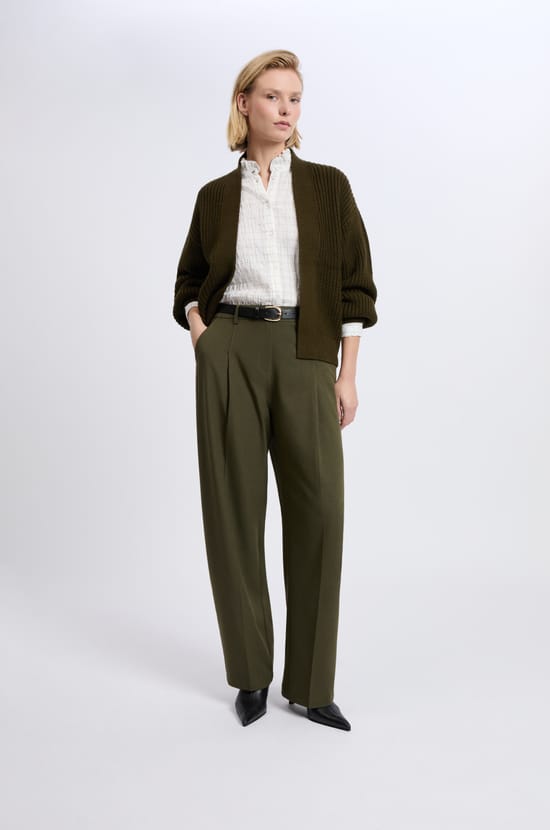 Gilet &agrave; manches longues grosse maille;${refinementColor}