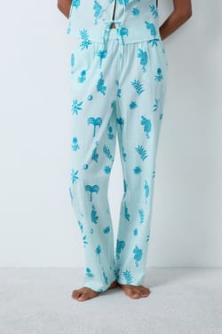 Pantalon de pyjama en coton &agrave; motifs;${refinementColor}