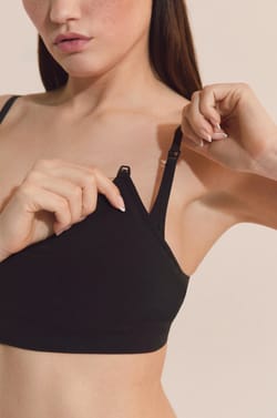 Maternity cotton bralette with nursing clips;${refinementColor}