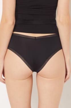 Braguita culotte en V de microfibra y encaje;${refinementColor}