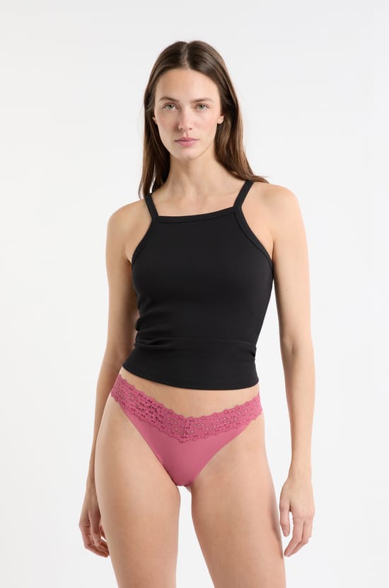 Tanga in Microfiber and Lace;${refinementColor}