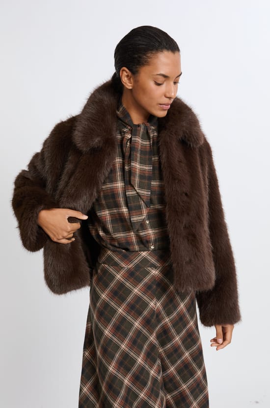 Faux Fur Coat;${refinementColor}