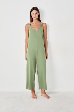 Loose Cotton Pajama Jumpsuit;${refinementColor}