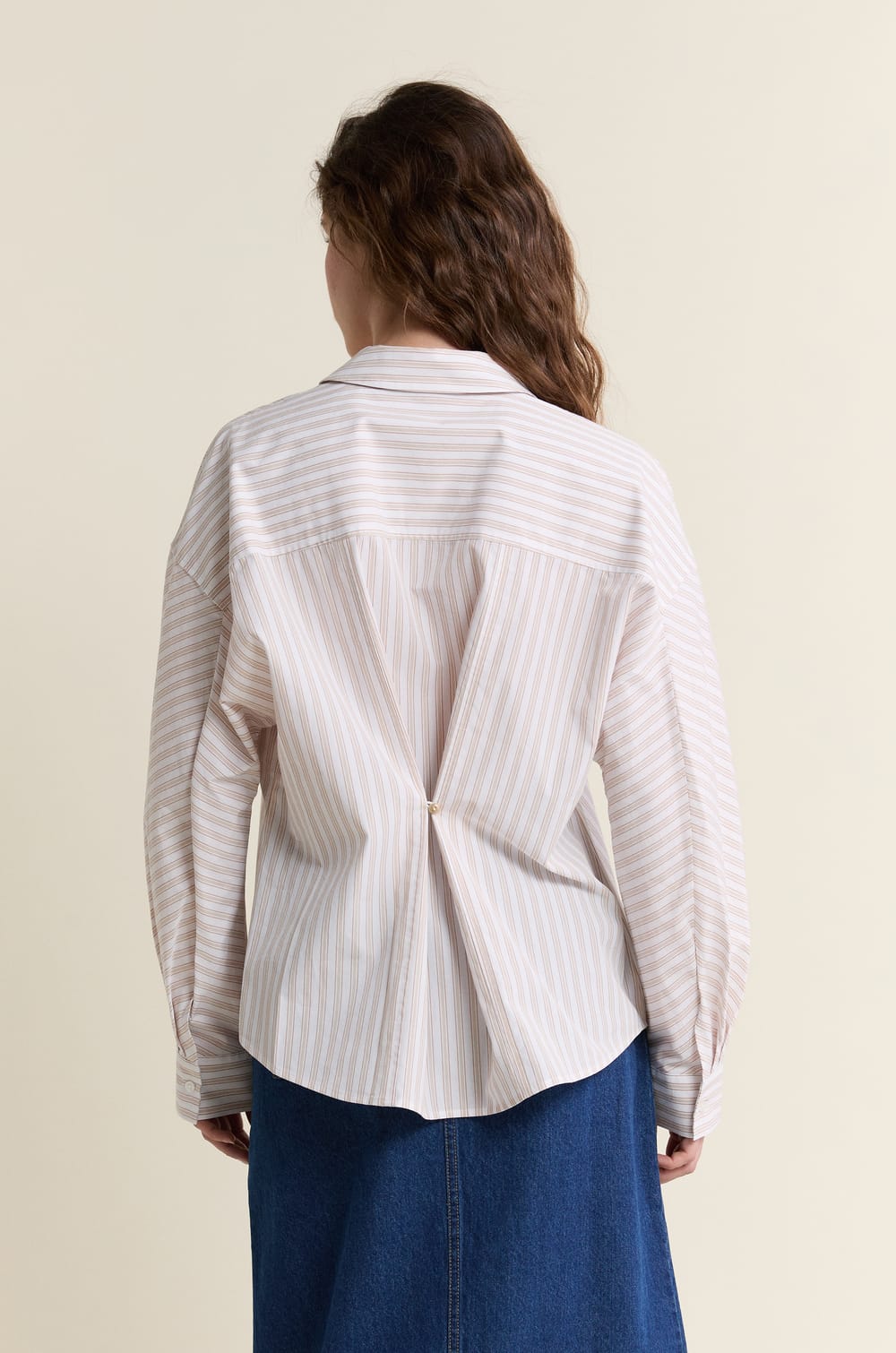 Chemise &agrave; rayures en coton;${refinementColor}