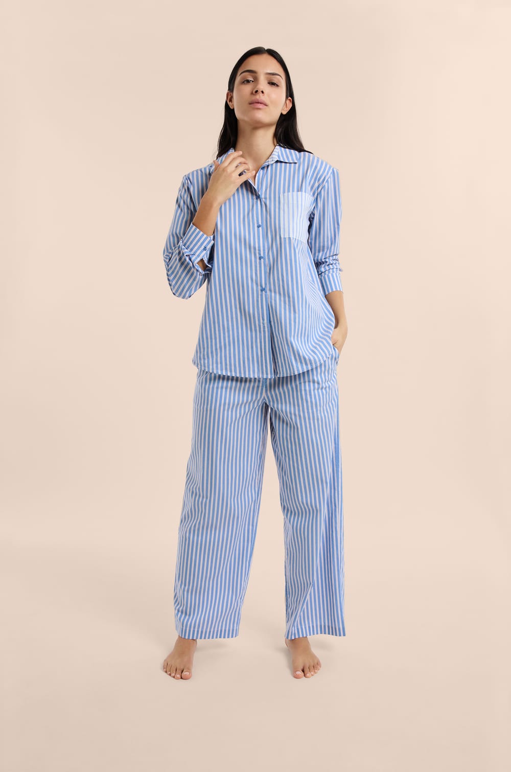 Pyjama-Hose mit Streifen;${refinementColor}