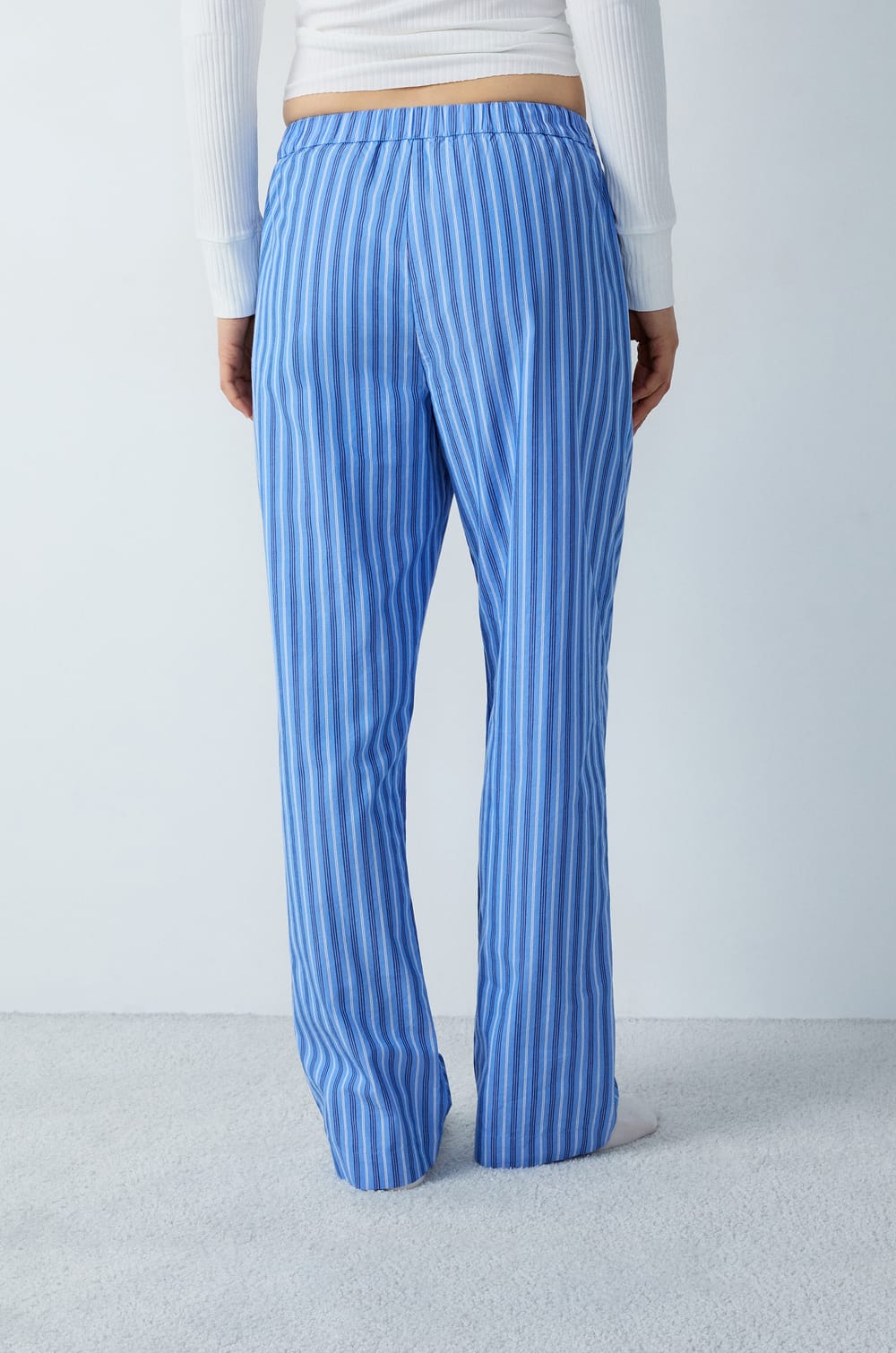 Striped cotton pyjama trousers;${refinementColor}
