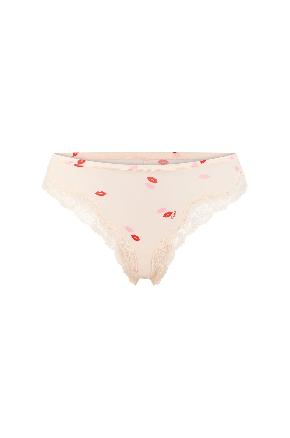 Tanga de microfibra con estampado de besos;${refinementColor}