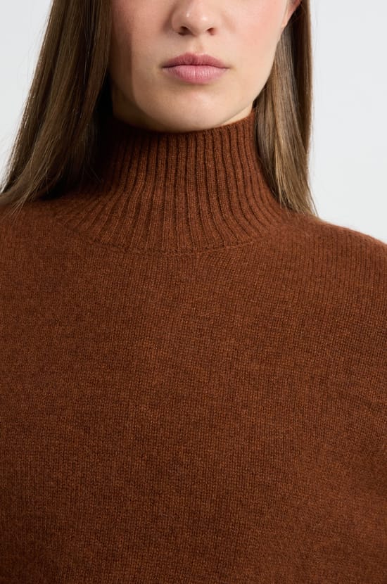 High Neck Cashmere Sweater;${refinementColor}