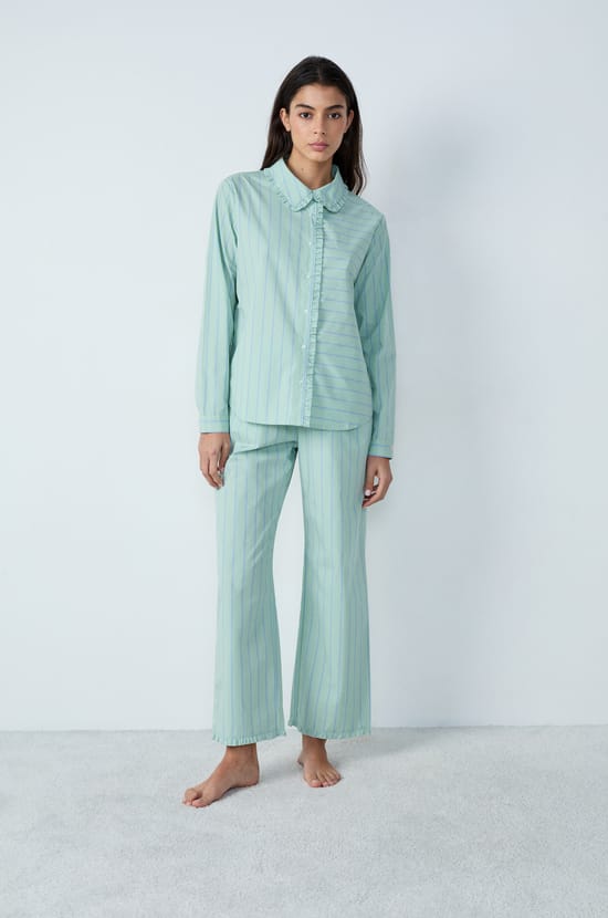 Chemise de pyjama en coton à rayures;${refinementColor}