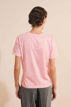 T-shirt &agrave; manches courtes en coton avec strass;${refinementColor}