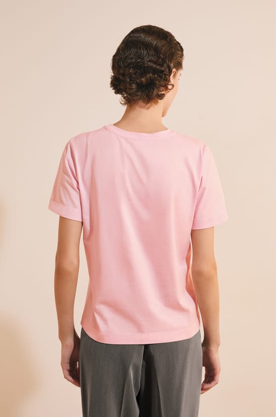 T-shirt &agrave; manches courtes en coton avec strass;${refinementColor}