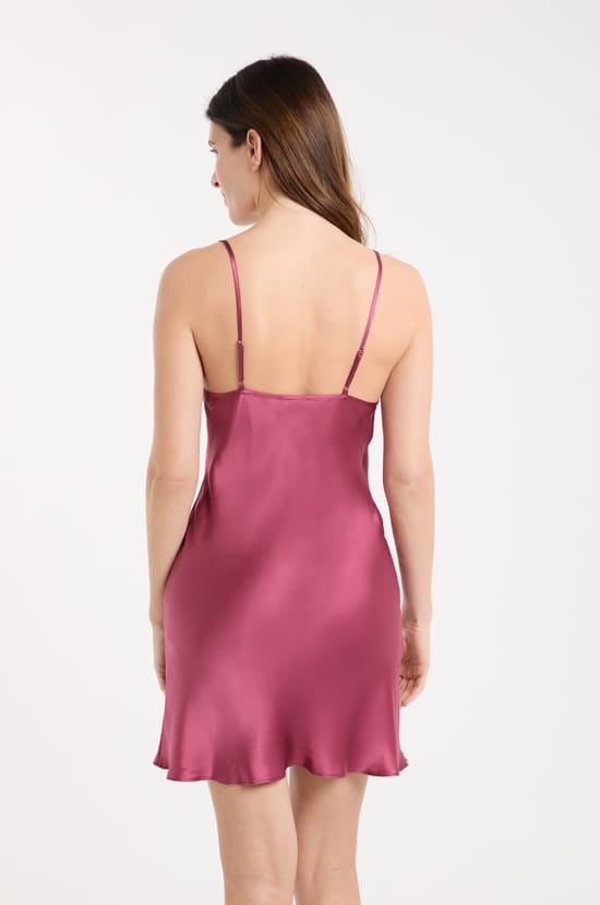 Silk Nightdress with Lace Details;${refinementColor}