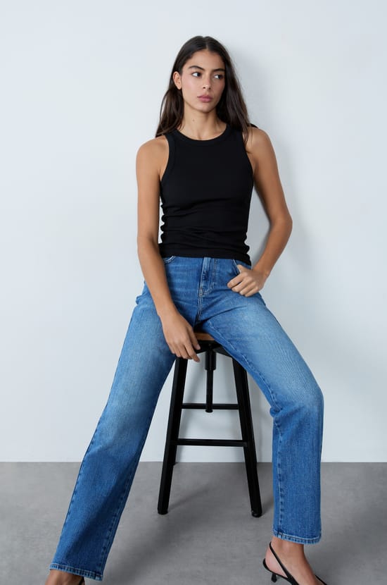Débardeur côtelé en coton;${refinementColor}