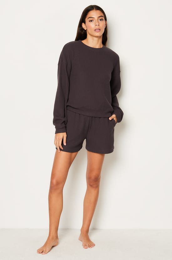 Short de pyjama gaufré;${refinementColor}