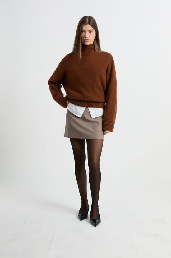 Pull col roulé en cachemire;${refinementColor}
