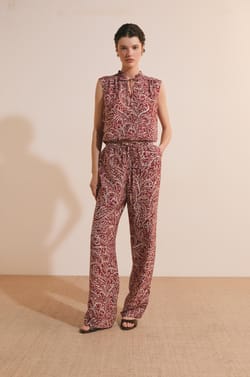 Top avec col &agrave; nouer &agrave; motifs;${refinementColor}