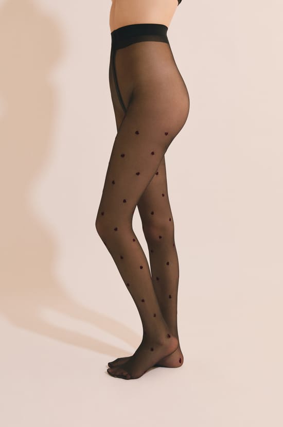 Collant transparent &agrave; motifs c&oelig;urs - 15 Deniers;${refinementColor}