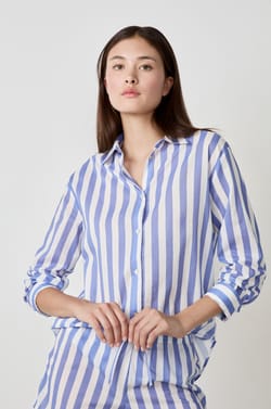 Chemise de pyjama en coton &agrave; rayures;${refinementColor}