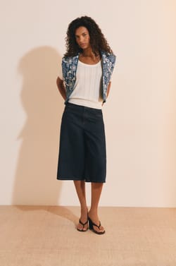 Gilet sans manches en coton &agrave; motif floral;${refinementColor}