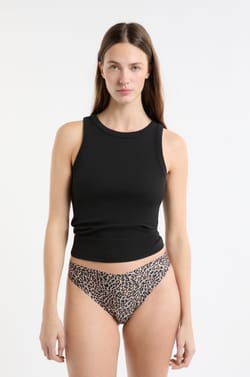 Tanga en microfibre sans couture à motifs léopard;${refinementColor}