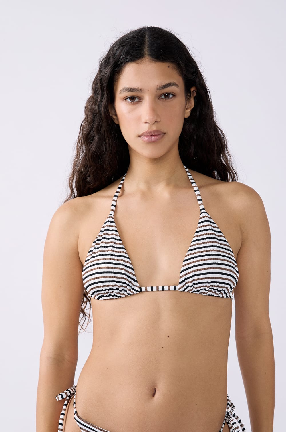 Striped Triangle Bikini Top;${refinementColor}