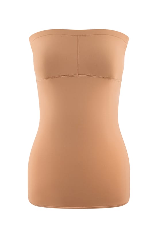 Microfiber Bustier Top With Built-In Bra;${refinementColor}