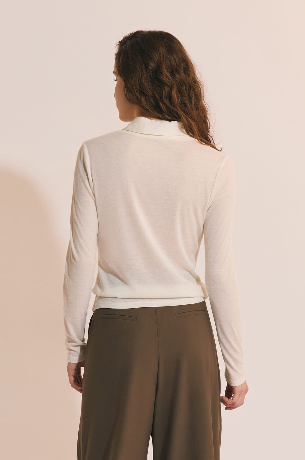 T-shirt manches longues col polo;${refinementColor}