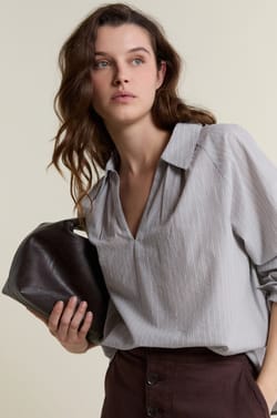 Blouse &agrave; rayures en coton;${refinementColor}